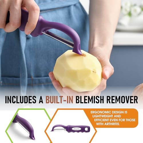 Spring Chef Swivel Potato Peeler with Ergonomic Handle, Purple - Image 5