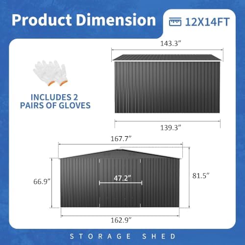 AirWire 12x14 FT Outdoor Metal Shed - Image 2