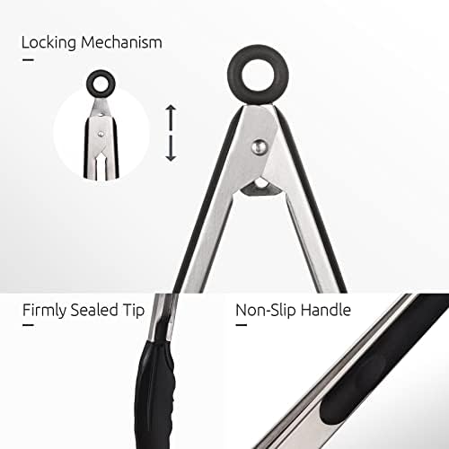 U-Taste Kitchen Tongs for Cooking, 600ºF Heat-Resistant Silicone, 3Pc/Black - Image 6