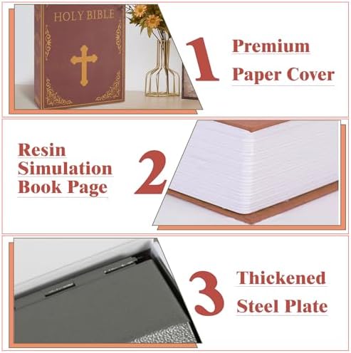 Decorative Book Safe Lock Box, Vintage Diversion Hidden Safe Faux Book Box - Image 5