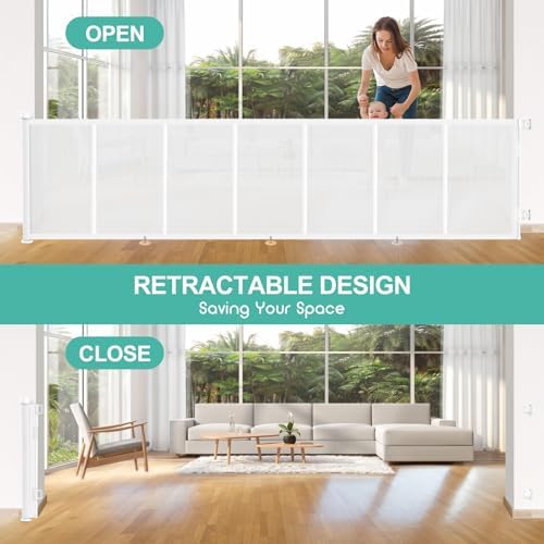 EZIGO 100 Inch Retractable Baby Gates Extra Wide Reinforced Baby Dog Gate - Image 6