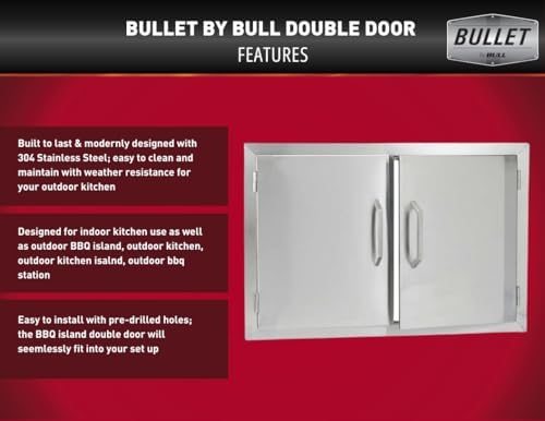 Bullet by Bull Stainless Steel Outdoor - Built-In Natural Gas Grill -Outdoor Kitchen Island Bundle - Includes 5 Burner BBQ, Side Burner Double Access Door & Double Storage Drawer - Image 3