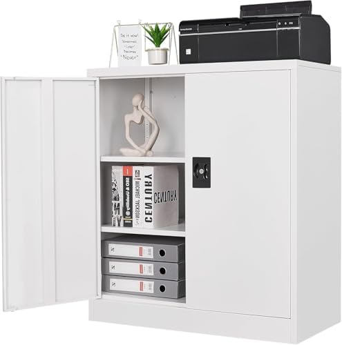 Letaya Metal Storage Cabinets with Lock Door,2 Adjustable Shelves Organizer Steel Storage Cabinets for Home,Office,Warehouse,Garage,Employee Lockers(White) by LetayaMetalCabinets