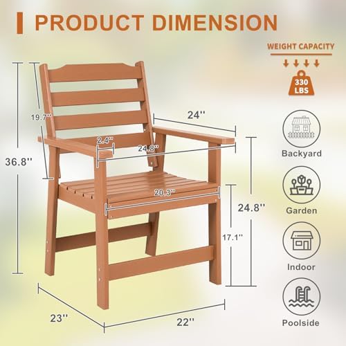 FUNBERRY Outdoor Dining Chair, HDPE All Weather Patio Chair for Outside - Image 6
