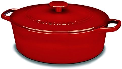 Cuisinart Chef's Classic Enameled Cast Iron Oval Covered Casserole (Cardinal Red, 5.5-Quart) by Cuisinart