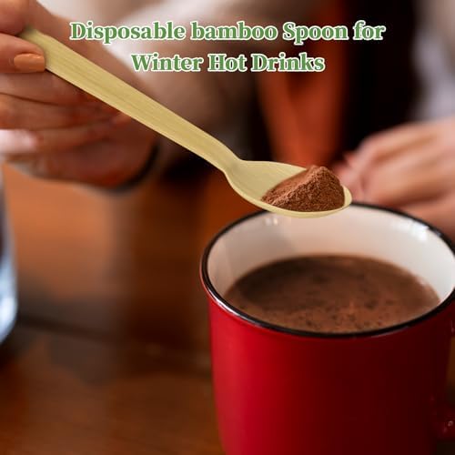 ECOLipak 300 Count Disposable Compostable Bamboo Spoons for Party, Dinner - Image 4