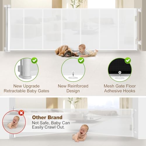 Miumoon 120 inch Reinforced Retractable Baby Gates 34 inch Tall - Image 2