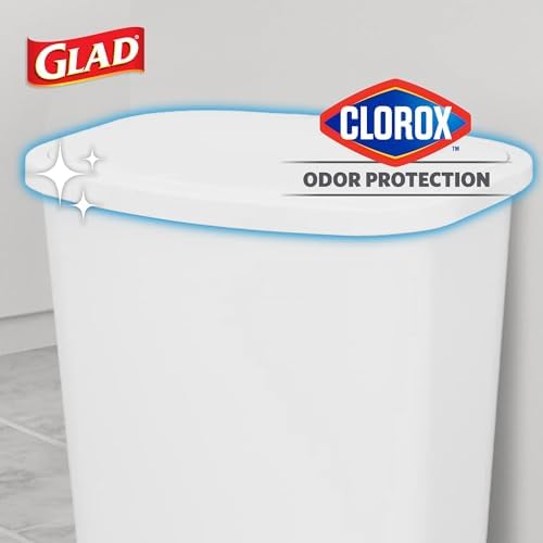 Glad Kitchen Trash Can 20 Gallon | Large Plastic Waste Bin with Odor Protection of Lid | Hands Free with Step On Foot Pedal and Garbage Bag Rings, 20 Gallon, White - Image 3