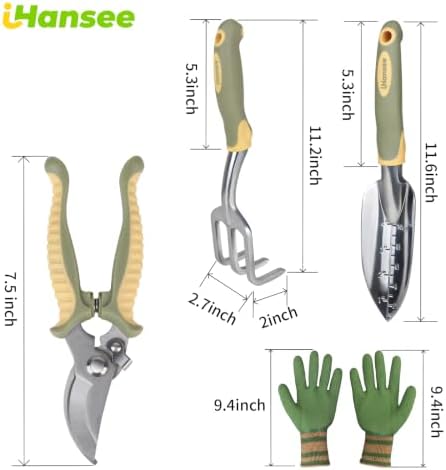 Green Garden Tools 4-Piece, Aluminum Alloy Gardening Hand Tool Set - Image 2
