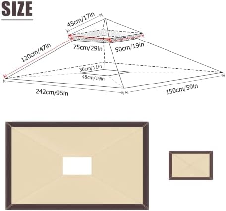 POOLTALE 5x8 FT Grill Gazebo Replacement Top, Outdoor BBQ Gazebo Top Cover, Double Tiered Layer BBQ Roof Gazebo Top Canopy Shelter - Image 4