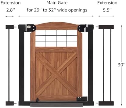 beeNbkks Farmhouse Barn Door Dog Gate, 30" Tall Anti-Trip Pet Barrier - Image 3