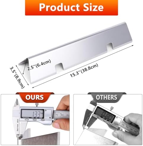 Uniflasy 7635 15.3 inch Flavorizer Bars for Weber Spirit I&II 200 Series, Spirit E210 S210 E220 S220 Gas Grills with Front Control Knobs, Weber GS4 Grill Parts, 16GA Stainless Steel Grill Heat Plates - Image 2