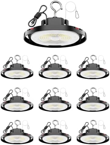 160W UFO LED High Bay Light, 24,000LM LED Shop Lights for Garage Warehouse Workshop, 5000K Daylight IP65 Waterproof Commercial Ceiling Fixture, 700W HPS/MH Equiv, ETL Listed, 6ft Cord, 10-Pack by CuLiDing