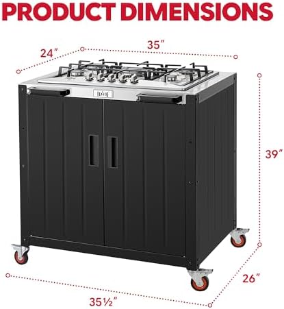 Feasto Modular Outdoor Kitchen Island with 5-Burner Gas Stove and Storage - Image 3