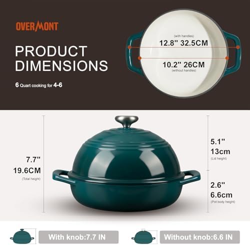 Overmont Enameled Cast Iron Dutch Oven, 6QT Bread Oven with Dome Lid Recipe - Image 5