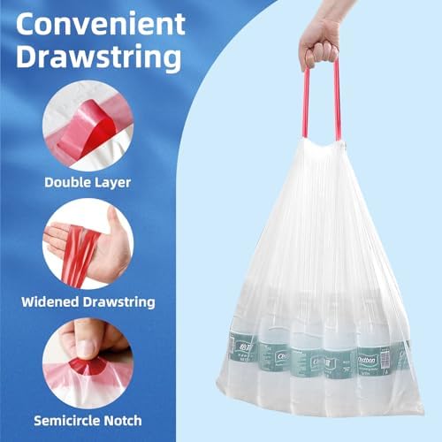 KdbK 13.2 Gallon Tall Kitchen Drawstring Trash Bags, 120 Count Pre-separated Garbage Bags, Unscented, Leak Proof, Waste Bag for Kitchen, Office, Home - Image 5