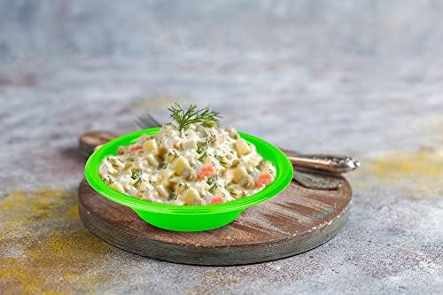 DecorRack 24 Lime Green Plastic Bowls, 7 in Disposable 12 oz Bowl - Image 3