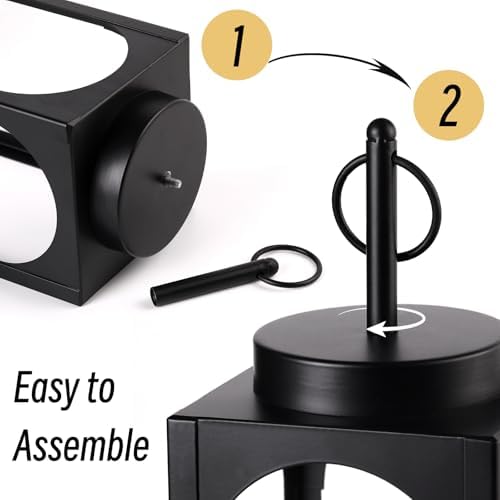 24" 19" Large Decorative Lanterns, 2 Pcs Black Floor Lanterns with Candles - Image 4