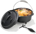 ROVSUN 7.9 QT Cast Iron Dutch Oven with Lid, Pre-Seasoned Camping Pot for Campfire Grill & Oven, 2-in-1 Skillet Lid + Lid Lifter Hook, Outdoor Cast Iron Camping Cookware for 6-8 People by ROVSUN
