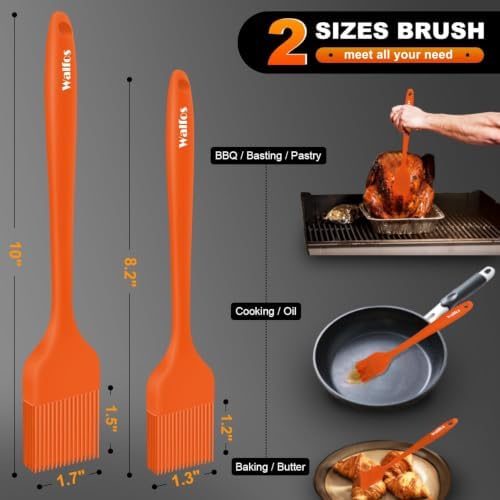 Walfos 600℉ Heat Resistasnt Pastry Brushes, BPA Free Silicone Basting Brush for Cooking, Spread Oil Butter Sauce for Baking Kitchen BBQ Grill, Dishwasher Safe, 2 Size (Large and Samll) - Image 5