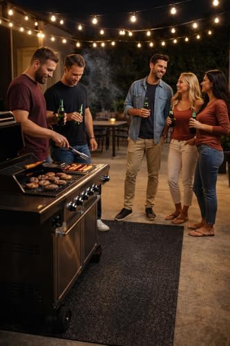 Rhino Hide Embossed Grill Guard Mat - Heat Resistant Outdoor Grill Floor Mat for Patio, Deck & Garage Surface Protection - Rectangle, Black (36”x60”) - Image 2