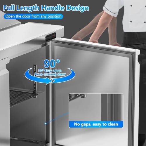 Rockitch 72" W Commercial Sandwich Prep Table Refrigerator 22 Cu.ft 16 Pans - Image 5