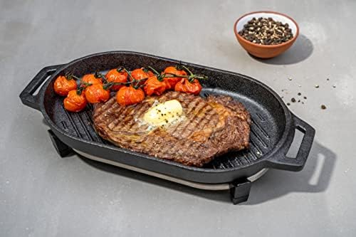 ooni Cast Iron Grizzler Pan - Grill Frying Pan, 12" x 6" Griddle Plate with Removable Handle and Stainless Steel Trivet, Pre-Seasoned Non-Stick Oven Safe Cookware, Pizza Oven and BBQ Accessories - Image 3