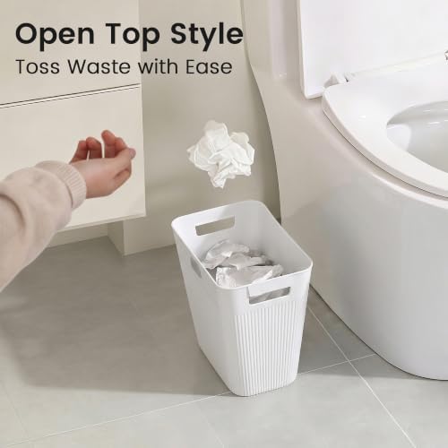JOYMOOP Slim Trash Can 3-Pack, 2.2 Gallon Plastic Wastebasket for Bathroom, Bedroom, Office, Kitchen with 4 Rolls Bags, White - Image 4