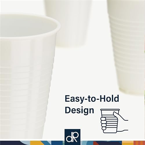 DecorRack Ivory Plastic Cups, 12 oz Disposable Cups, Reusable Party Supplies (40 Count) - Image 5