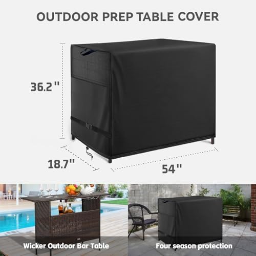 Outdoor Bar Cover For 54 inch Wicker Outdoor Utility Cart Black - Image 2