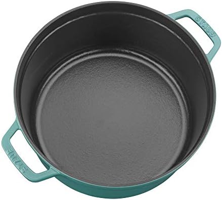 STAUB Cast Iron 5.5-qt Round Cocotte, Serves 5-6, Made in France, Turquoise - Image 2