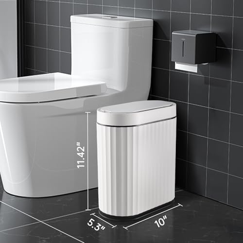 ELPHECO Bathroom Trash Can with Lid, 2 Gallon, Motion Sensor, Black White - Image 2