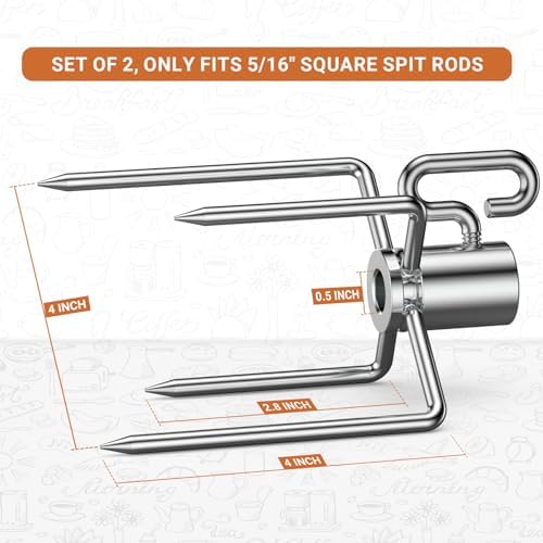onlyfire 6008 Rotisserie Meat Forks(1-Pair) for Weber and Other Model Grills - Only Fits 5/16" Square Spit Rods (Pack of 2) - Image 3