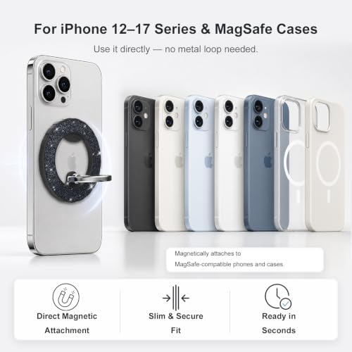 Magnetic Phone Ring Holder for MagSafe, Glitter Magnetic Grip - Image 2