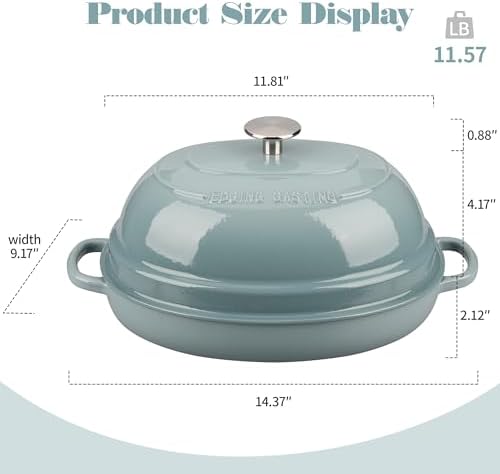 EDGING CASTING Enameled Oval Cast Iron Dutch Oven Pot with Lid, Bread Dutch Oven for Sourdough Bread Baking, Dutch Oven Bread, Bread Oven, 6QT, Seasalt - Image 2