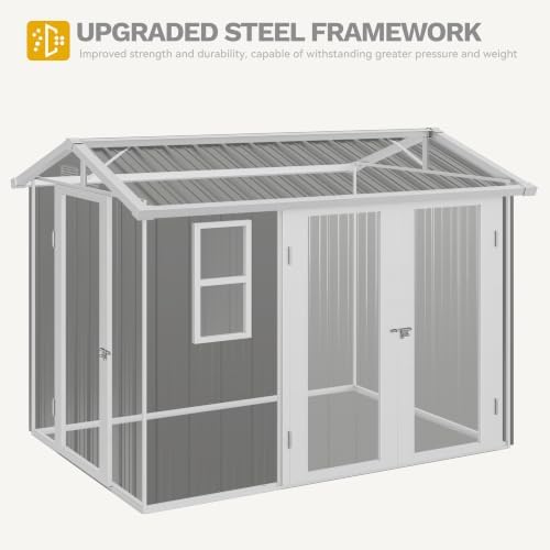 DWVO 7' x 5' Outdoor Metal Storage Shed with Windows & 3 Lockable Doors - Image 7
