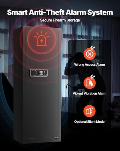VEVOR 6-8 Gun Safe, Long Gun Cabinet for Rifles and Pistols, Quick Access Rifle Safe with 3 Ammo Slots and 2 Adjustable Racks, Large Digital Cabinet with Key and Password Lock - Image 4
