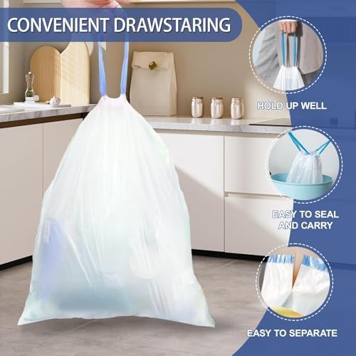 Small 2 Gallon Trash Bags Drawstring,0.96 Mil,Unscented,240 Count - Image 5