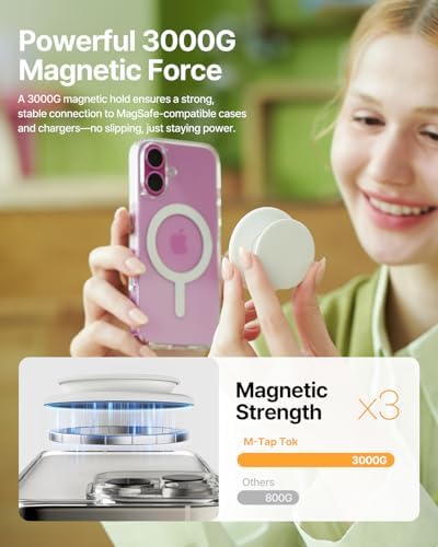 Sinjimoru Magnetic Phone Grip for MagSafe, Soft Silicone, Black - Image 3