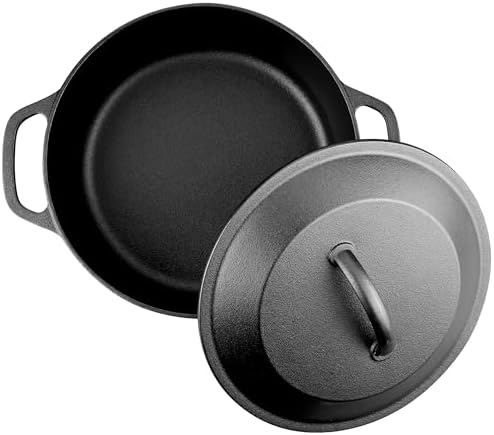VORRINGARD Pre-Seasoned Cast Iron Dutch Oven with Lid, Round and Dual Handles, for Stovetop, Camping, Grill, Induction, Electric, Black, 6qt - Image 7
