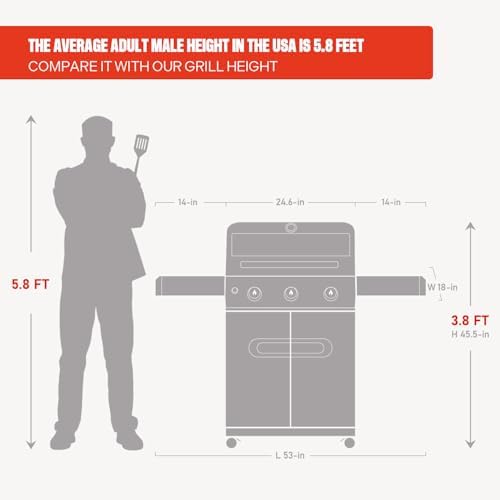 Monument Grills Mesa Series, 3+1 Outdoor Barbecue Stainless Steel Propane Gas Grill, 3 Burners & 1 Side Burner 48,000 BTU Patio Garden Grill with Knob Controls, Mesa305 - Image 3