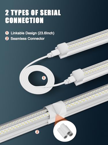 ELEKICO Super Bright 50w 7200lm 5000k V Shape 4ft Led Shop Lights for Workshop 4ft, 4' Linkable 4 Foot Led Shop Lights with Plug in Power Cable On/Off Switch for Garage Basement Warehouse - Image 5