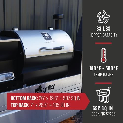 GRILLA Silverbac 2.0 Pellet Grill Upper Unit for Outdoor Kitchen, Wifi Enabled, Heavy-Duty Stainless Steel, Built-In Storage, For Outdoor Kitchen, Outdoor Grilling, and BBQ - Image 4
