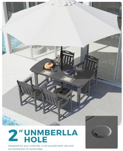 Ciokea HDPE Outdoor Dining Set of 4, Patio Table and Chairs Sets, Grey - Image 4