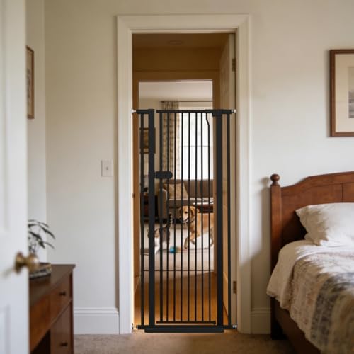 Lumizone Extra Tall Cat Gate 55.12" High 26.18"-29.91" Wide Pet Gate Black by Lumizone