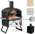 COSTWAY Outdoor Pizza Oven, Wood Fire Stone with Peel, Waterproof Cover by COSTWAY