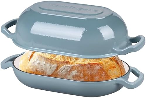 VORRINGARD Enameled Cast Iron Sourdough Bread Oven, Dutch Oven, Loaf Cast Iron Bread Pan for Homemade Bread Baking, Meatloaf Pan with Lid, 5QT, Sea Salt by Unknown
