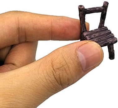 6 Pieces Miniature Table and Chairs Set, Fairy Garden Furniture Bench Ornaments Kit for Dollhouse Accessories, Home Micro Landscape Decoration (Style B) - Image 5