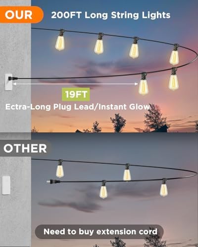 VOLIVO 200FT Outdoor String Lights for Patio, Waterproof Hanging Lights - Image 5