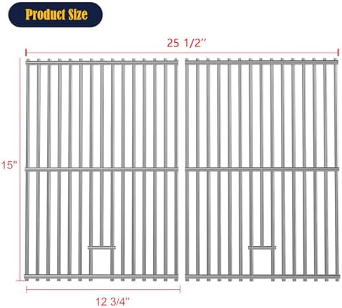 2pcs Stainless Steel Grill Grates for Charbroil, 15'' x 25.5'' - Image 2
